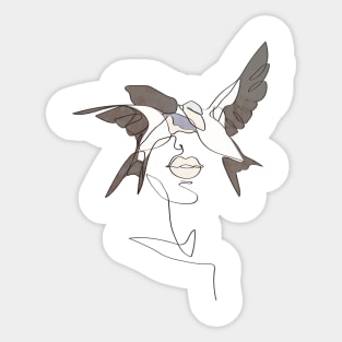 Line art woman bird Sticker